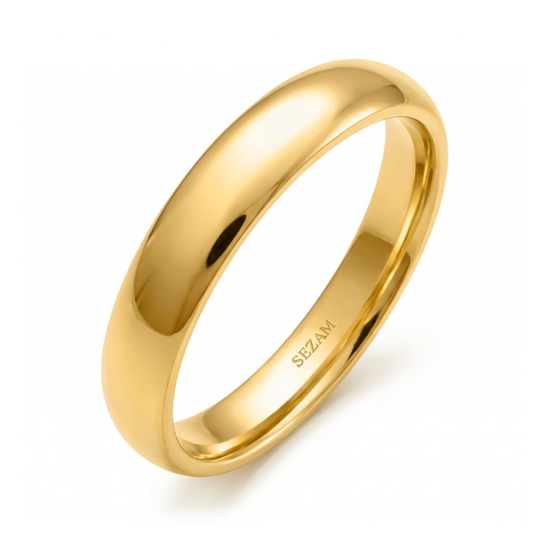 Obrączka ślubna ze złota 585, zaokrąglona 4 mm