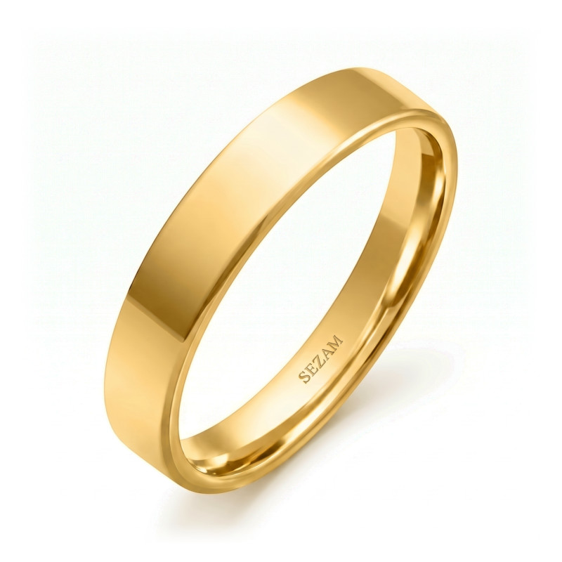 Obrączka ślubna ze złota 585, płaska 4 mm