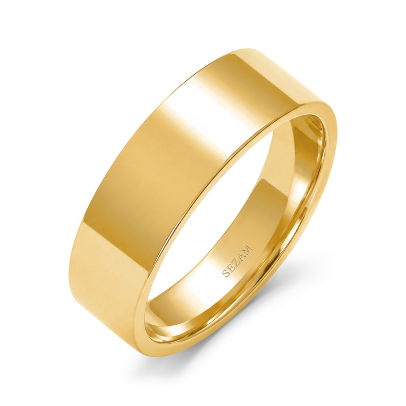 Obrączka ślubna ze złota 585, płaska 6 mm