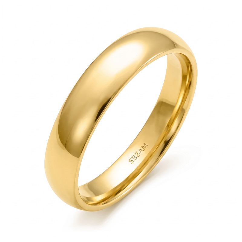 Obrączka ślubna ze złota 585, zaokrąglona 4 mm