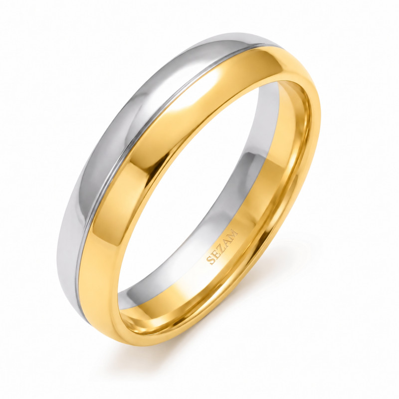 Obrączka ślubna 585, półokrągła dwa kolory 4 mm