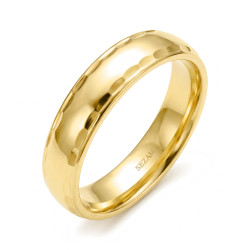 Obrączka ślubna ze złota 585, półokrągła z fazowaniem 4,5 mm