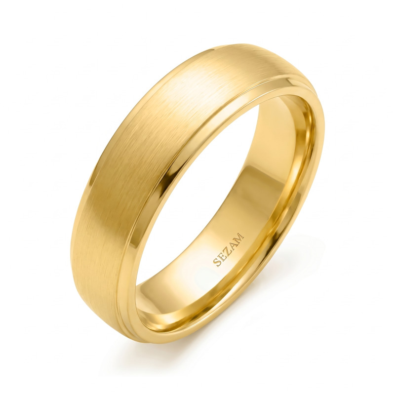 Obrączka ślubna ze złota 585, półokrągła z matem 6 mm