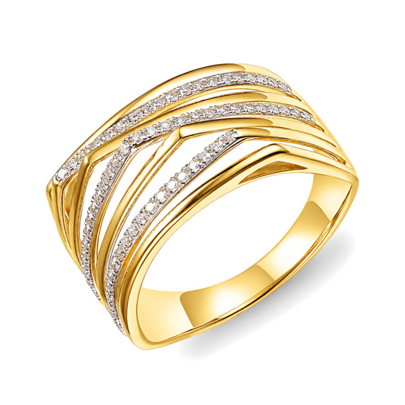 Pierścionek złoty LINE z diamentami 0,24 ct, złoto 585