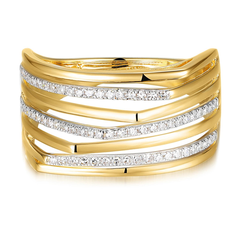 Pierścionek złoty LINE z diamentami 0,24 ct, złoto 585
