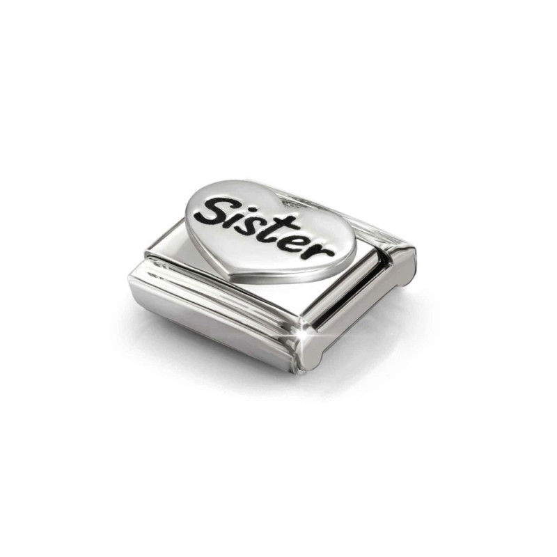 Element link do bransoletki Nomination Serce z napisem Sister 330114 20 stal i srebro 925