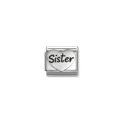 Element link do bransoletki Nomination Serce z napisem Sister 330114 20 stal i srebro 925