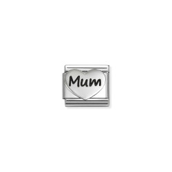 Element link do bransoletki Nomination Serce z napisem Mum 330114 22 stal i srebro 925