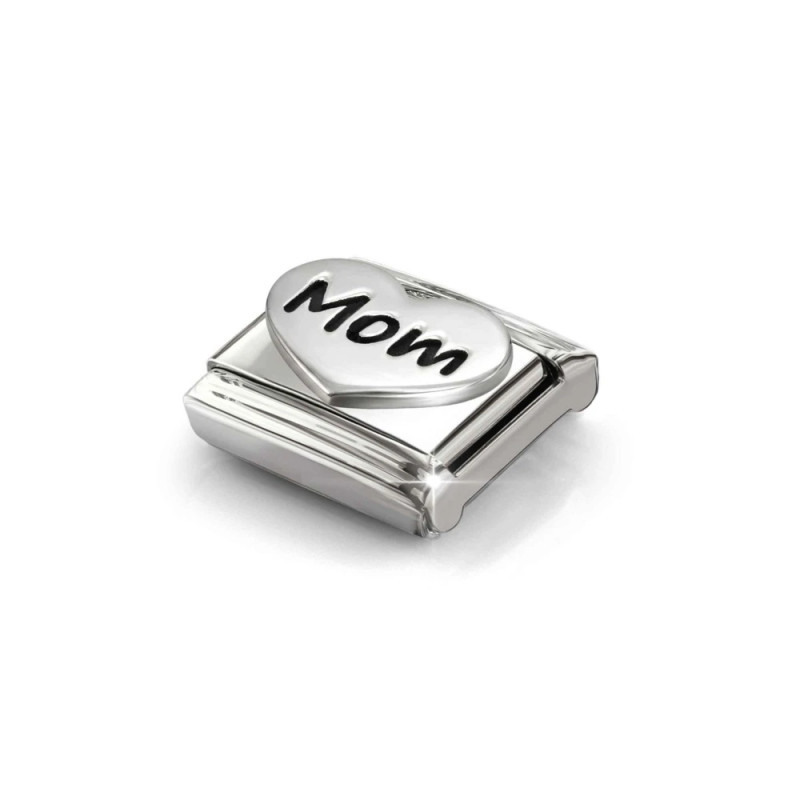 Element link do bransoletki Nomination Serce z napisem Mom 330114 25 stal i srebro 925