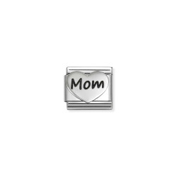 Element link do bransoletki Nomination Serce z napisem Mom 330114 25 stal i srebro 925