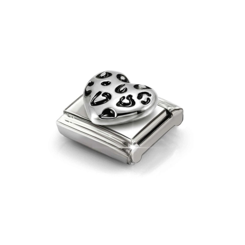 Element link do bransoletki Nomination Serce z emalią 330204 48 stal i srebro 925