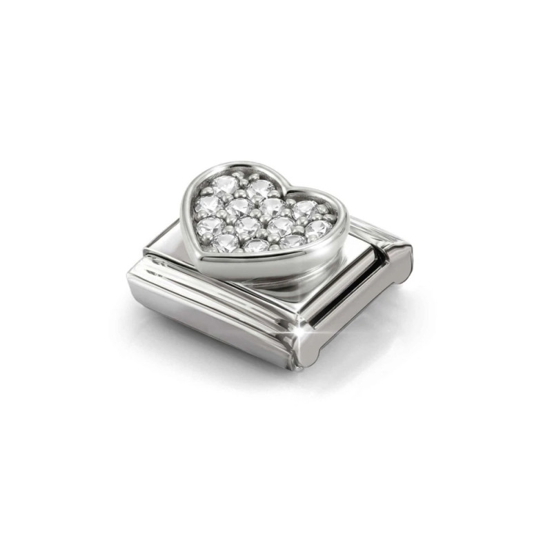 Element link do bransoletki Nomination Serce z cyrkoniami pave 330322 24 stal i srebro 925