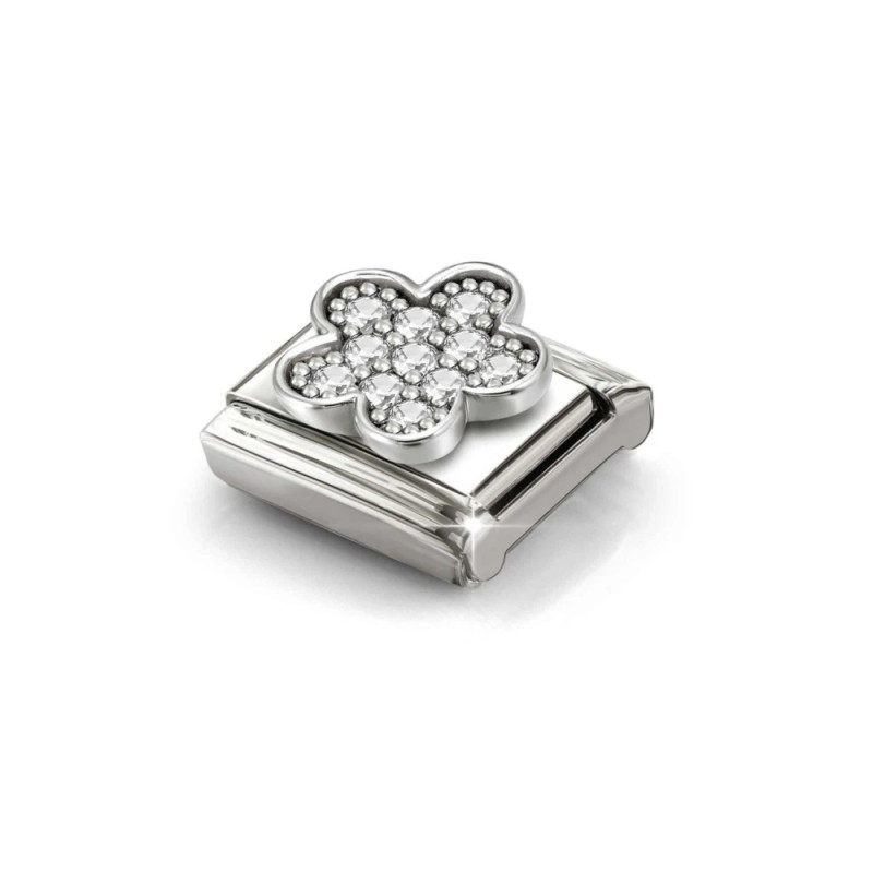 Element link do bransoletki Nomination kwiat z cyrkoniami pave 330322 31 stal i srebro 925
