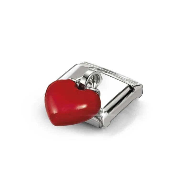 Element link do bransoletki Nomination CHARMS Serce czerwone 331821 03 stal i srebro 925