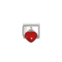 Element link do bransoletki Nomination CHARMS Serce czerwone 331821 03 stal i srebro 925