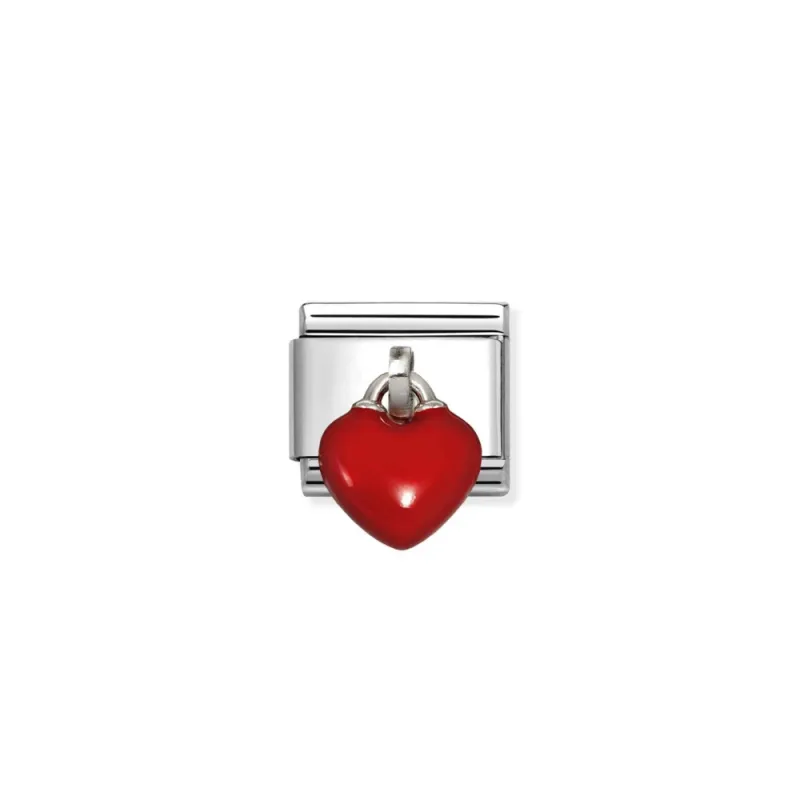 Element link do bransoletki Nomination CHARMS Serce czerwone 331821 03 stal i srebro 925