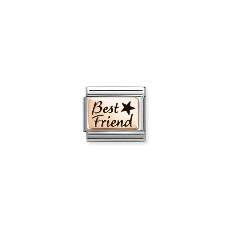 Element link do bransoletki Nomination napis Best Friend 430111 34 stal i różowe złoto 9 karat