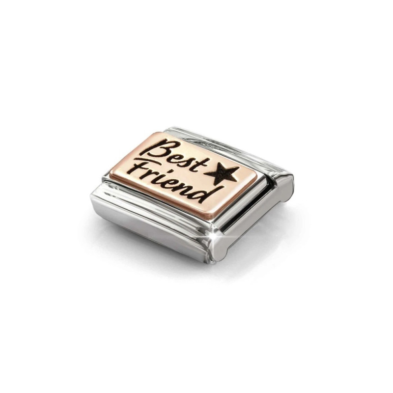 Element link do bransoletki Nomination napis Best Friend 430111 34 stal i różowe złoto 9 karat