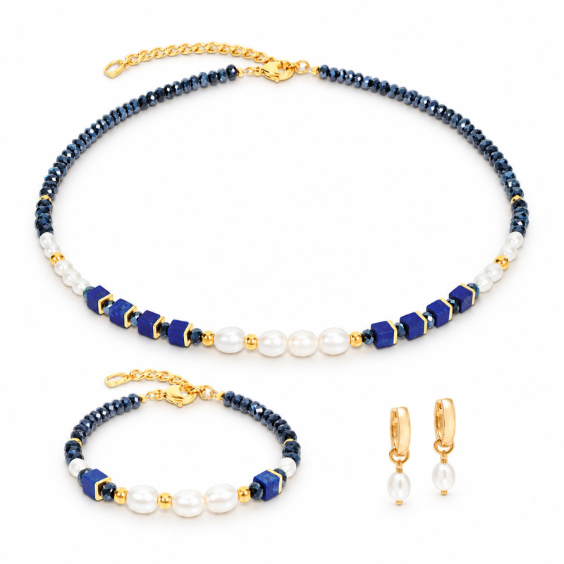 Naszyjnik Coeur de Lion lapis lazuli perły 1135-10-0700