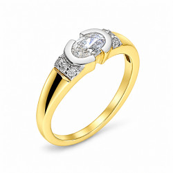 Pierścionek złoty ELEGANCE cyr.owal+cyr.bokiem nr DJ PREMIUM024M próba 585