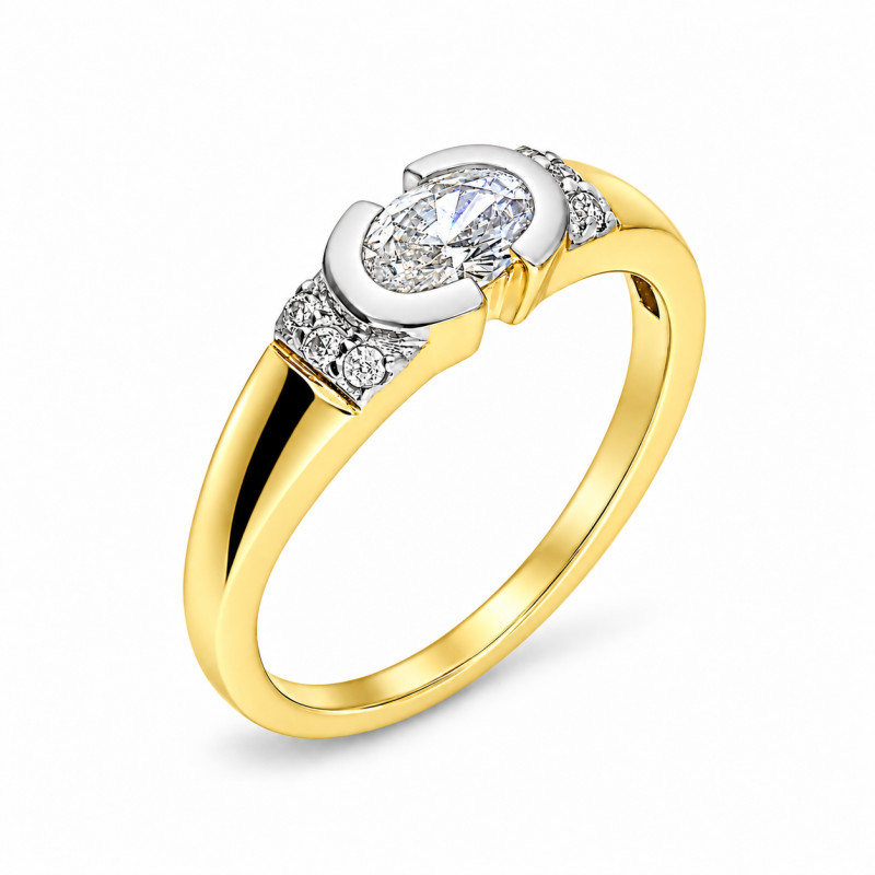 Pierścionek złoty ELEGANCE cyr.owal+cyr.bokiem nr DJ PREMIUM024M próba 585
