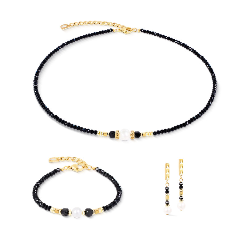 Kolczyki Coeur de Lion Black 1141-21-1300 stal w kolorze złotym i perła