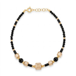 Bransoleta złota 585, z agatami, spinelami i kryształkami Swarovski