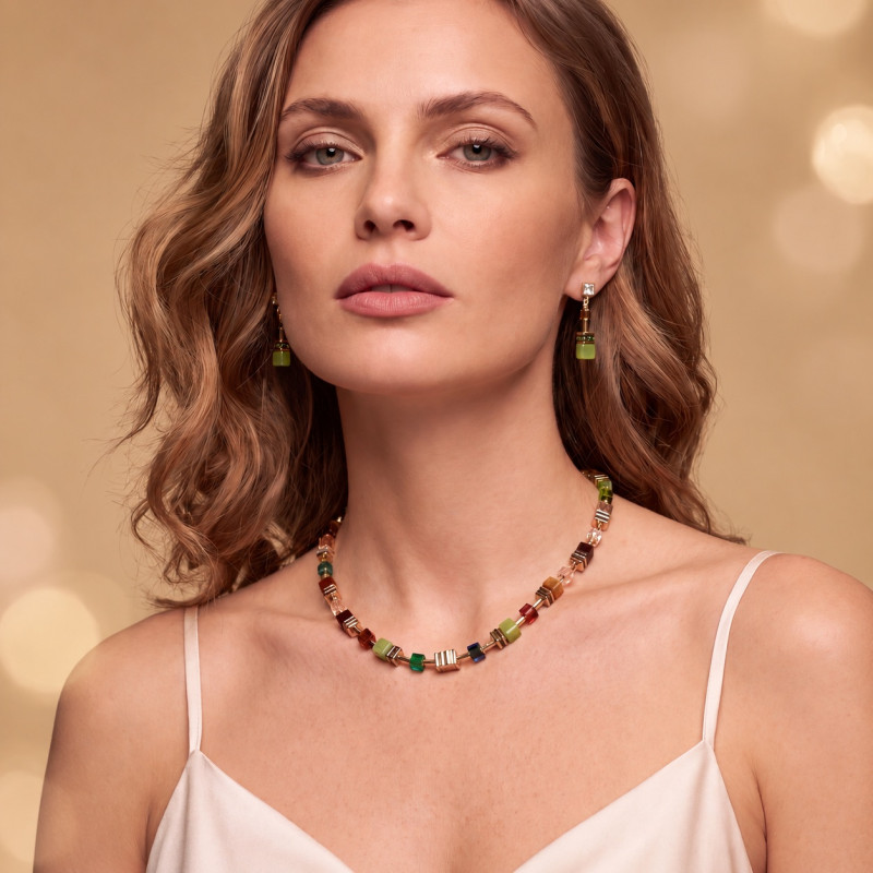 Kolczyki COEUR DE LION GeoCUBE Forest Gold 3025-21-1109