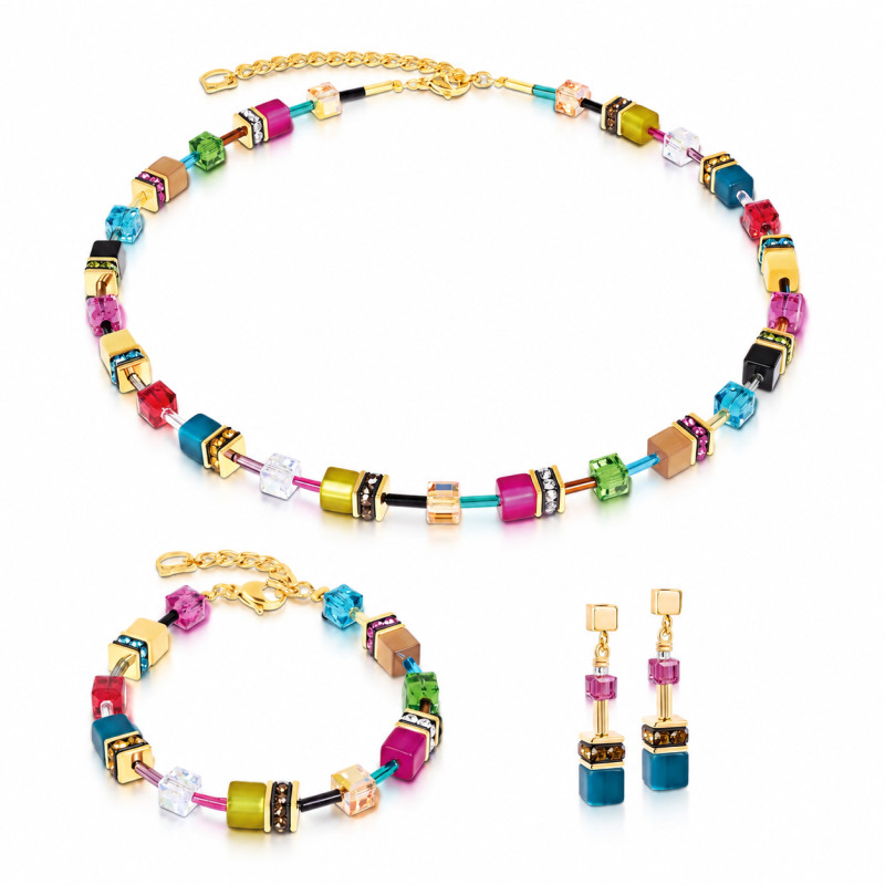 Bransoletka stalowa Coeur de Lion Multicolor 2838-30-1500 Swarovski, tygrysie oko jubilerskie i żywica Polaris