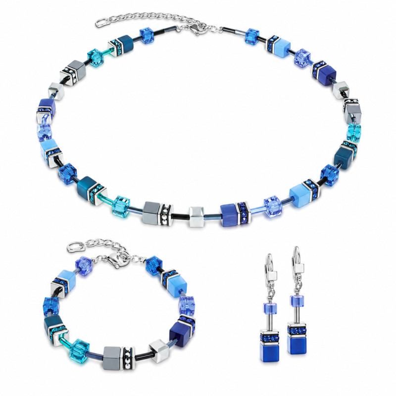 Bransoletka stalowa Coeur de Lion Blue-Petrol 2838-30-0729 Swarovski, hematyt i żywica Polsris