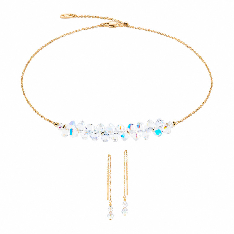 Kolczyki wiszące stalowe Coeur de Lion Crystal-Gold 4633-20-1816 z kryształami Swarovski