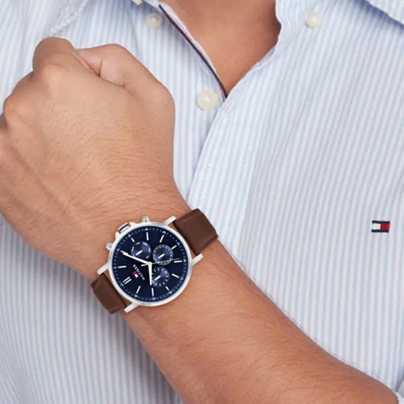 Zegarek męski Tommy Hilfiger 1710585 brązowy pasek - Jubiler Sezam