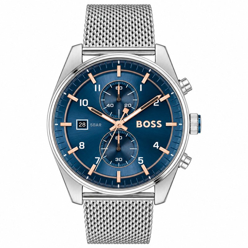 Zegarek BOSS Skytraveller 1514149, stal, niebieska tarcza