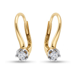 Złote kolczyki z diamentami 0,08 ct próby - Jubiler Sezam