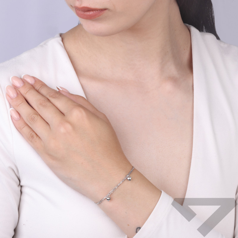 Bransoletka srebrna z zawieszkami serc splot anker próba 925