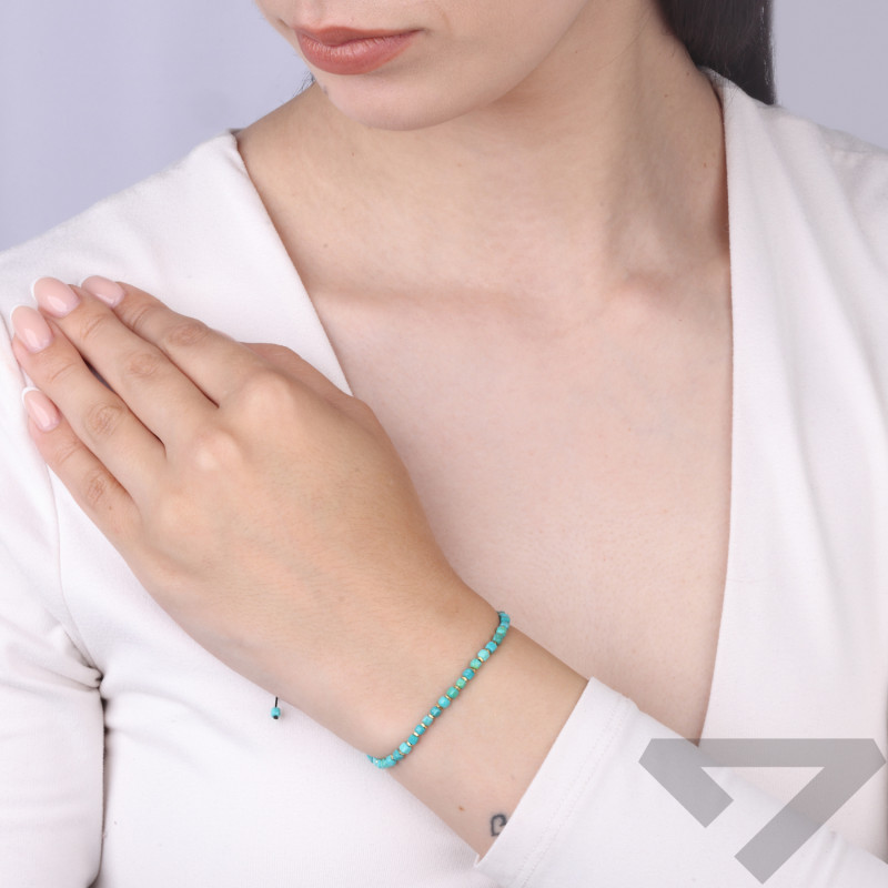 Bransoletka srebrna z turkusem próba 925