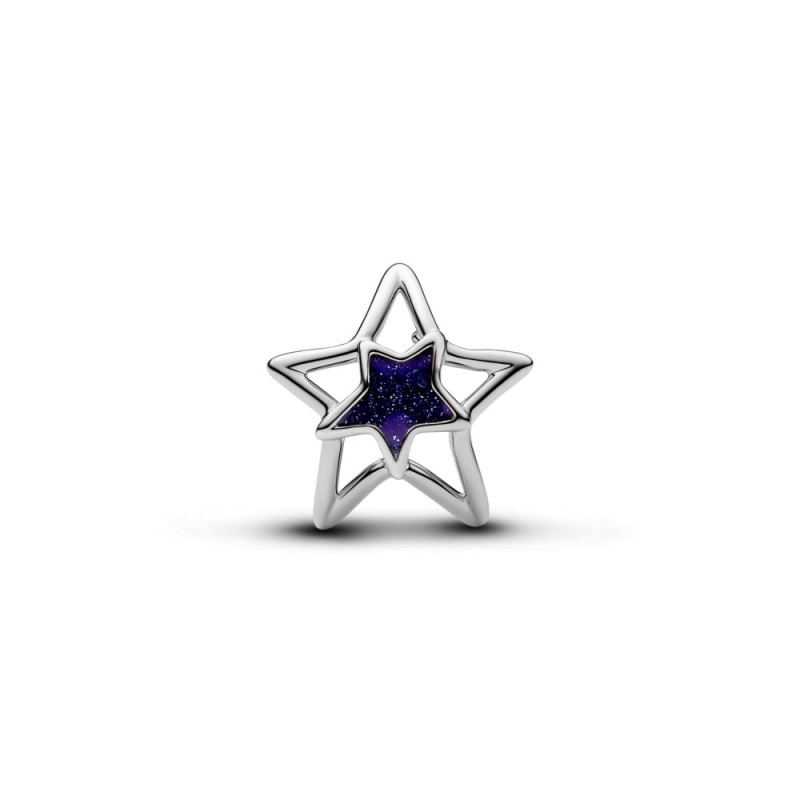 Charms Pandora ażurowa gwiazda z niebieską emalią 735034C01