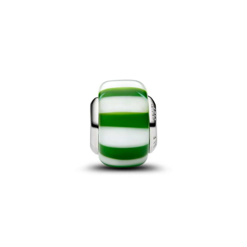 Charms Pandora zielono-białe szkło Murano 735071C02