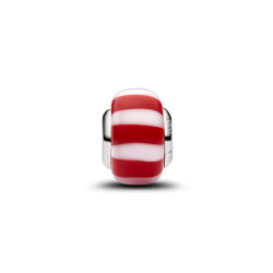 Charms Pandora szkło Murano czerwono-białe - Jubiler Sezam
