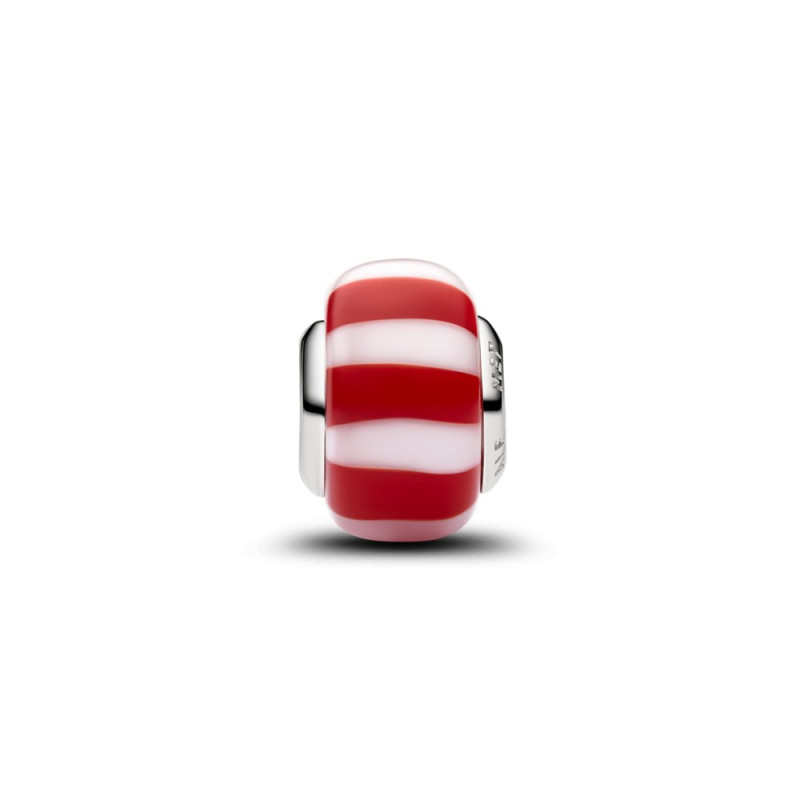 Charms Pandora czerwono-białe szkło Murano 735071C01
