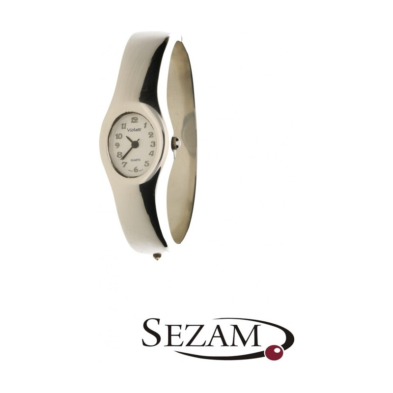 Zegarek srebrny damski na bransolecie bangla nr KO 01-25 owal Murano - 1