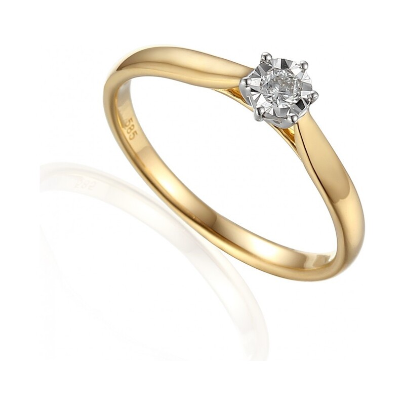 Złoty pierścionek z diamentem SOLITER Magic AW 61118 YW próba 585 Sezam - 2
