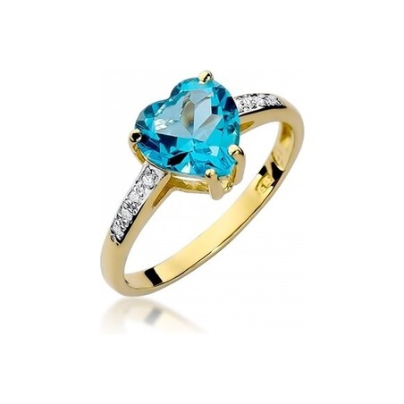 Pierścionek z diamentami i topazem nr BE W-031 topaz SERCE