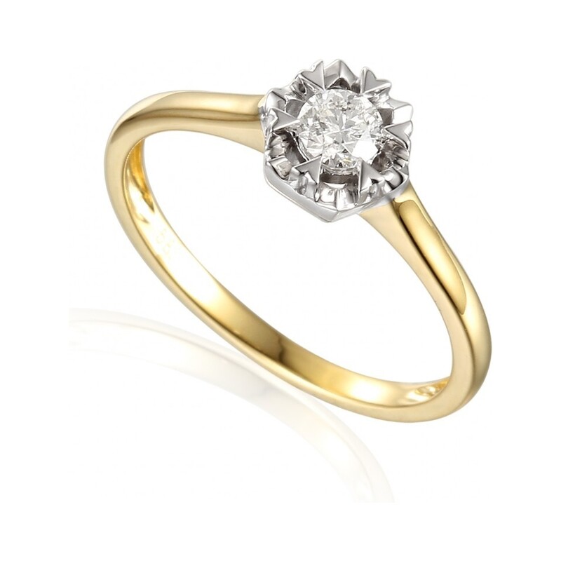 Pierścionek złoty z diamentem FLOWER AW 35222 YW próba 585