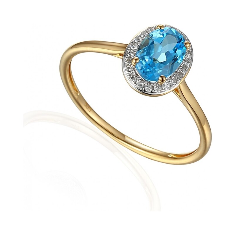 Pierścionek topaz blue AW 62898 Y-TO owal próba 585