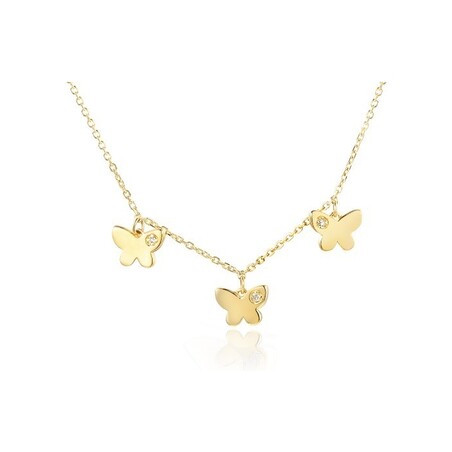 Naszyjnik 0,01ct motylki x3 AW 07096 Y próba 585 Sezam - 1
