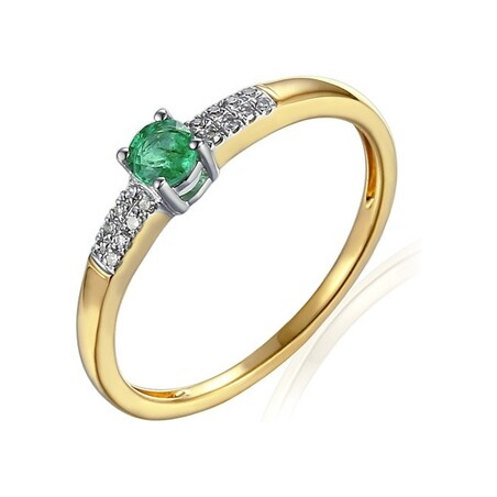 Pierścionek zaręczynowy diament i szmaragd AW 30620 YW-EM okr.Line 2r próba 585 Laurel Sezam - 1