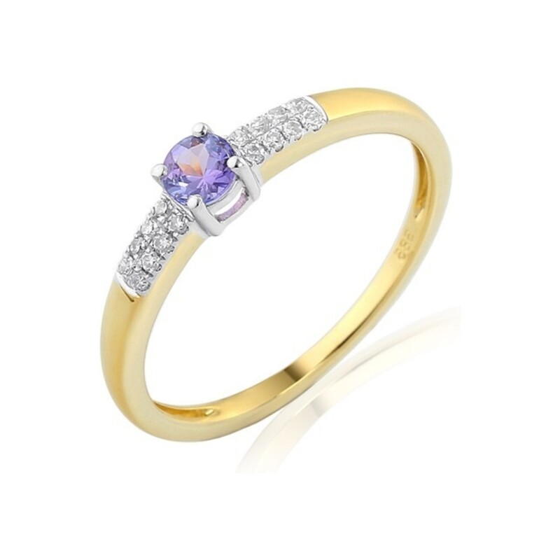 Pierścionek zaręczynowy z diamentami i tanzanitem AW 30620 YW-TA okr.Line 2r próba 585 Sezam - 1