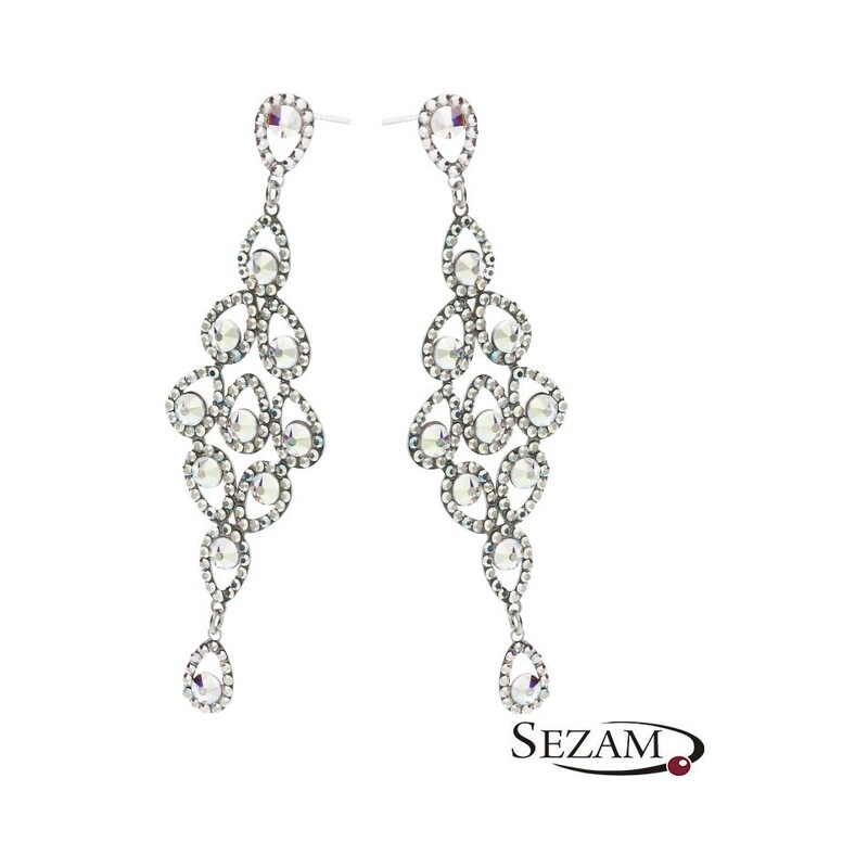 Wiszące kolczyki srebrne z kryształami Swarovski GRACE RD 736-1 próba 925 Sezam - 1