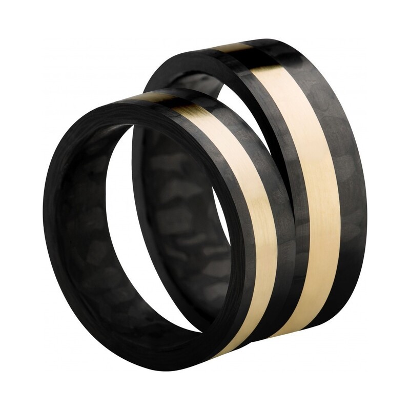 Obrączki karbonowe z żółtym złotem próby 585 (14 karat) nr SW GC8-7